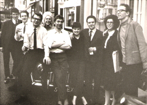 Blues Unlimited team, 1964: l-r, Neil Paterson, Simon Napier, JJB, Graham Ackers, Rose & Mike Leadbitter, Anna & Dave Williams.